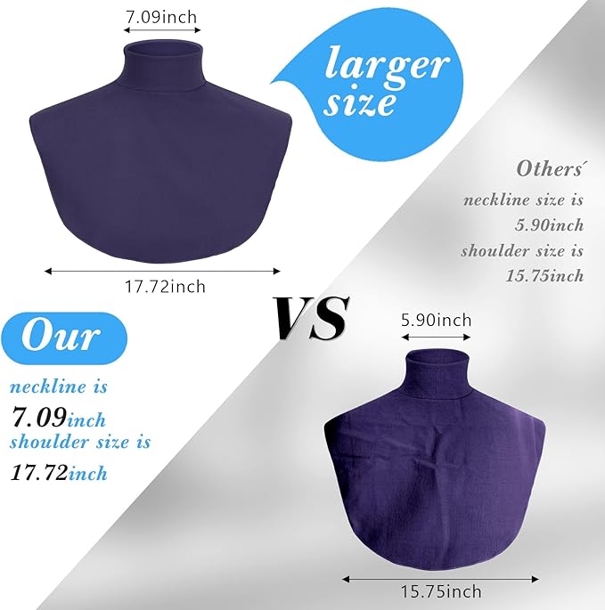 Turtleneck Dickey Extra Large Fake Collar Detachable Dickey Collar Half Mock Turtleneck for Men Women