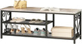Entryway Storage Bench with Shoe Rack, 47.2" Wide Hallway Bench with Seating, Rustic Wood Top & Metal Frame, 2-Tier Shoe Organizer for Entryway, Bedroom, or Living Room, Weathered Wood