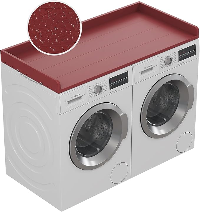 No-Installation HDPE Washer Dryer Countertop Washer and Dryer Topper Covers for The Top Laundry Countertop Laundry Room Organization No Water Leakage,Red