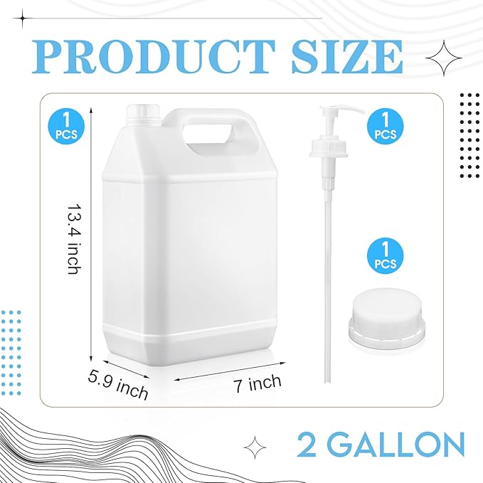 Novabright 2 Gallon Pump Dispenser Bottle Large Plastic Jug Laundry Liquid Detergent Dispenser with Pump Lid Handle for Laundry Room Organization, Soap, Fabric Softener Indoor Outdoor