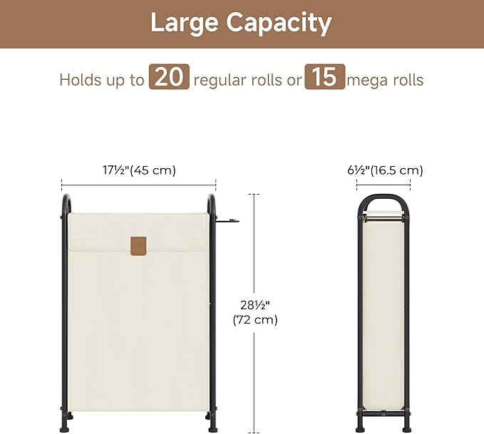 StorageWorks Slim Laundry Hamper with Flip Lid, Narrow Laundry Basket with Hooks, Breathable Mesh Clothes Organizer for Closet, Laundry Room, Bathroom, Beige