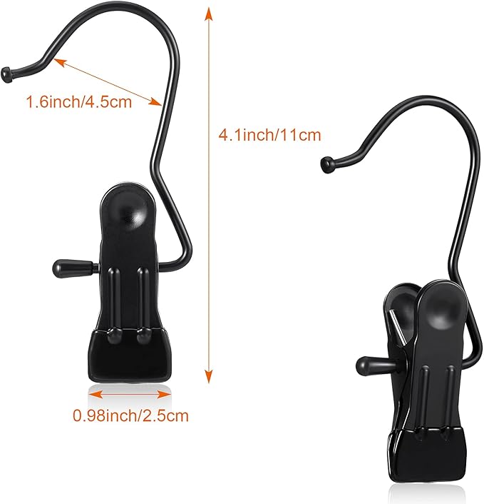 Hotop 48 Pieces Boot Hanger Clips for Closet, Laundry Hanging Hooks Heavy Duty Clips Boot Holder Portable Single Hooks Space Saving for Pants Jeans Clothes Hats Tall Towels (Black)