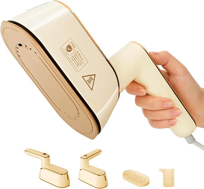 YIKA Steamer for Clothes, Handheld 2-in-1 Garment Steam Iron, 25s Heat Up, Ceramic Soleplate, Dry Pressing & Steaming Fabric Wrinkle Remover for Clothing, Upholstery and All Fabrics