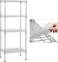 YRLLENSDAN Wire Shelving Unit with PP Liners, 4 Tier Metal Storage Shelves for Laundry Room Organization, Closet Shelf Organizer, Kitchen Rack, Garage Storage, Chrome, 18" x 12" x 44" ﻿