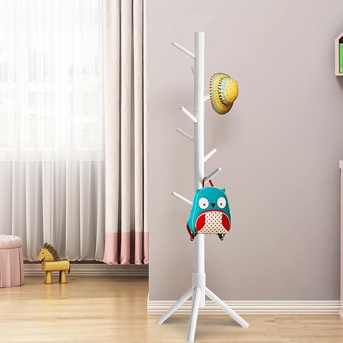 OYI Kids Coat Rack Clothing Coat Tree Sturdy coat rack Freestanding Kids Coat Hanger Stand No Tools Required Easy to Assembly Children Clothes Hat Bag Organizing in Room Entryway (white)