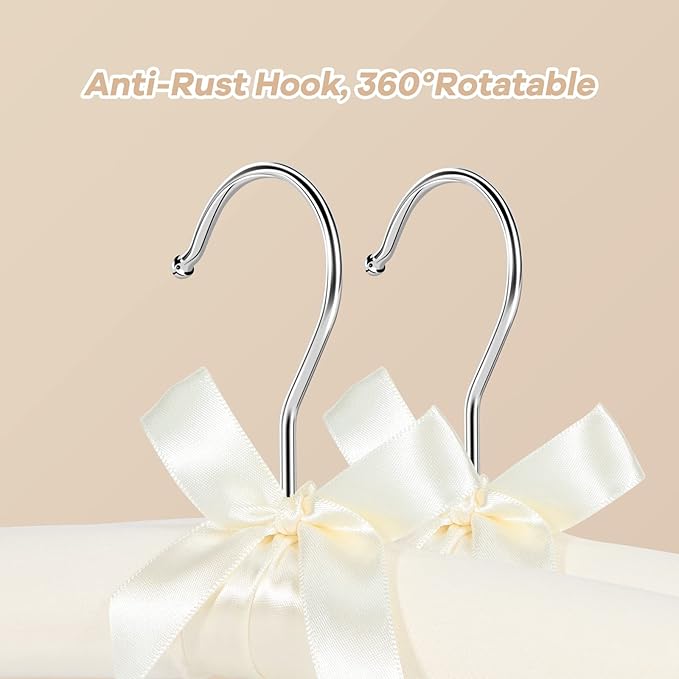 Padded Clothing Hangers - Premium Fabric Hangers for Coat, Sweater, Wedding Dress, Bride, Closet - Upgraded Heavy Duty Sweater Clothes Hanger - Pack of 10