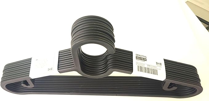 Ikea SPRUTTIG Lightweight Clothes Hangers, Black, Plastic - Set of 20, 29cm