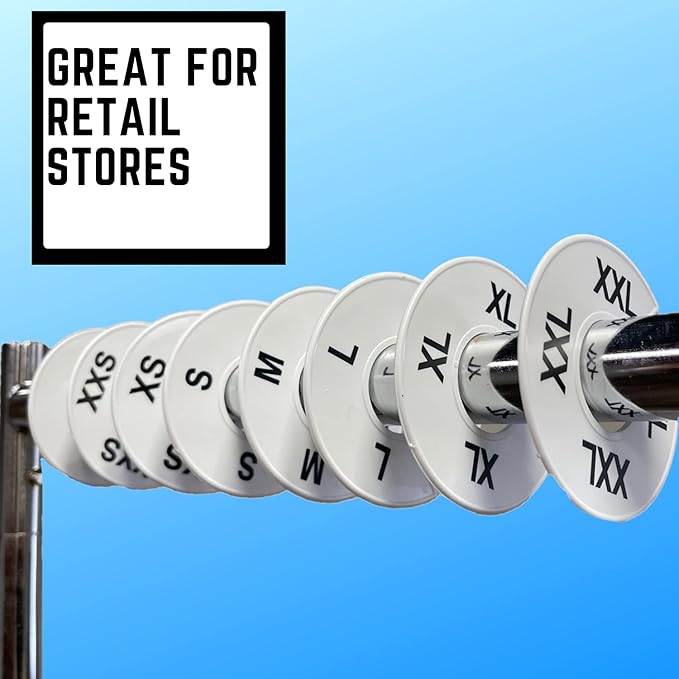 Discount Sizing- Round Clothing Dividers Size Hanger Rack Dividing 36 Pack 6 Each Size (XS-XXL) - Great for Retail, Boutiques, Personal Closet Storage & Organization (White)