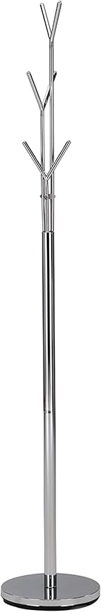 Kings Brand Furniture - Varin 6-Hook Hall Tree Hat & Coat Rack Stand, Chrome