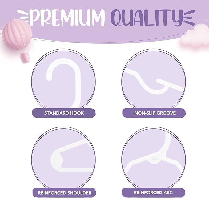 HOUSE DAY Baby Hangers 100 Pack - Durable Plastic Infant & Kids Clothes Hangers, Thin Compact Space-Saving Design for Nursery/Children's Closet, Toddler Small Hangers White (Infant/Baby/Toddler/Kids)
