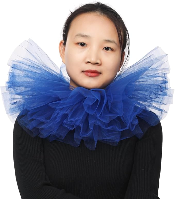 BLESSUME Victorian Retro Mesh Neck Ruff Ruffle Collar Layered Clown Neck Collar