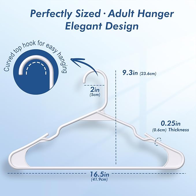 HOUSE DAY 200 Pack Plastic Clothes Hangers, Commercial Bulk Shipment for Business, Sturdy Durable Notched Hangers Ideal for Retail Dry Cleaners Warehouses, Save Cost & Warehouse Space - White