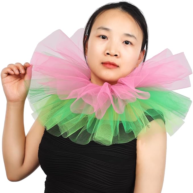 BLESSUME Victorian Retro Mesh Neck Ruff Ruffle Collar Layered Clown Neck Collar