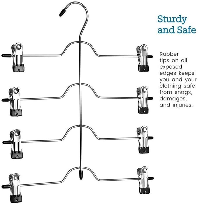 Richards Homewares Black 8 Clips Slack Rack 4 Tier Trouser/Skirt Chrome & Black Vinyl Hanger (3-Pack), (SYNCHKG124206)