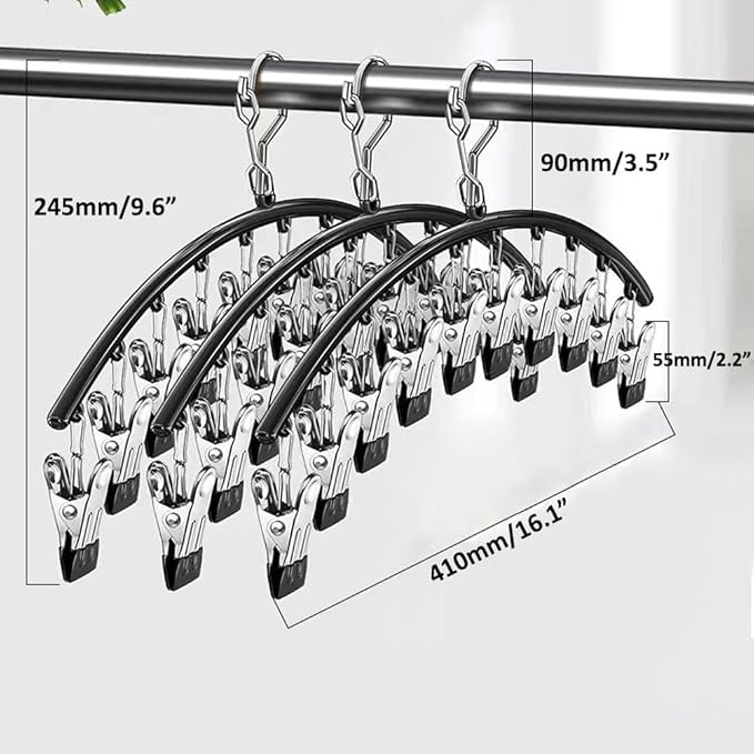 Legging Organizer for Closet,Upgrade Skirt Pants Hangers with Clips, Metal Yoga Pants Hangers 5 Pack w/10 Clips,Hangers Space Saving Closet Organizers w/Rubber Coated Closet Organizers(Black)