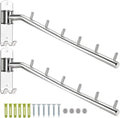 2-Pack Wall Mounted Folding Clothes Hanger Rack, Stainless Steel Clothes Hooks with Swing Arm Holder Space Saving Clothing Hanging System Closet Storage Organizer Heavy Duty Drying Rack