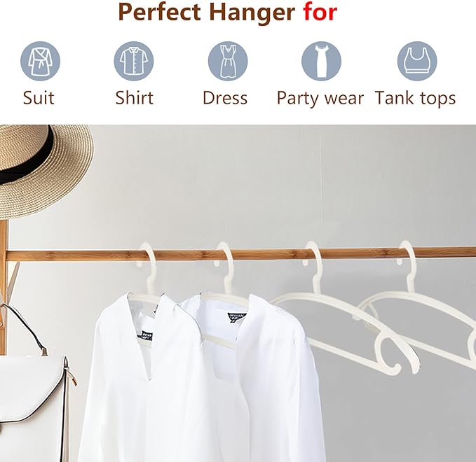 DEDU Plastic Clothes Hangers 36 Pack, Extra Thick Wide Shoulder Coat Hangers with 360° Swivel Hook Non Slip, Sweater Hangers Suit Hanger for Suits, Sweater, Dresses, Pants (White)
