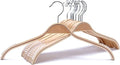 JS Hanger Lightweight Non Slip Wooden Hangers - 10 Pack Heavy Duty Wood Coat Hangers with Soft Stripes for Camisole, Jacket, Dress Clothes, Sweater, Natural Finish