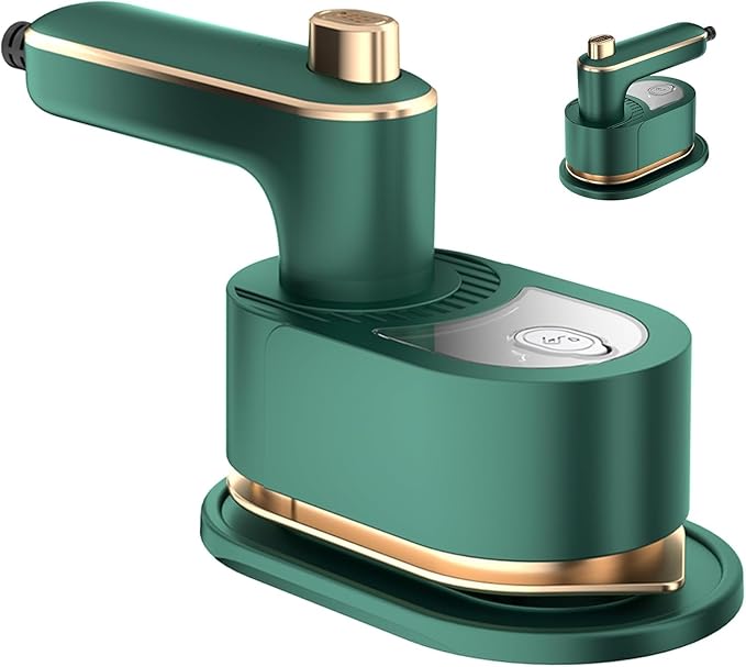 Mini Steam Iron for Clothes, Travel Steamer for Clothes Portable, Micro Steam Iron Mini Handheld Steamer Support Dry And Wet Ironing for Home Travel (White) (Emerald Green)