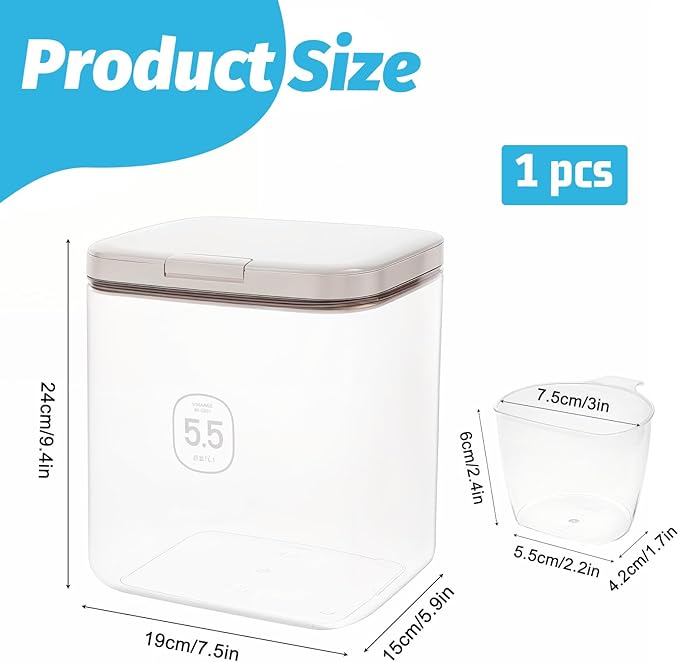 5.5L Laundry Detergent Dispenser with One-Press Lid Pod Holder Laundry Powder Container for Laundrys Room Organization Laundrys Bead Powder