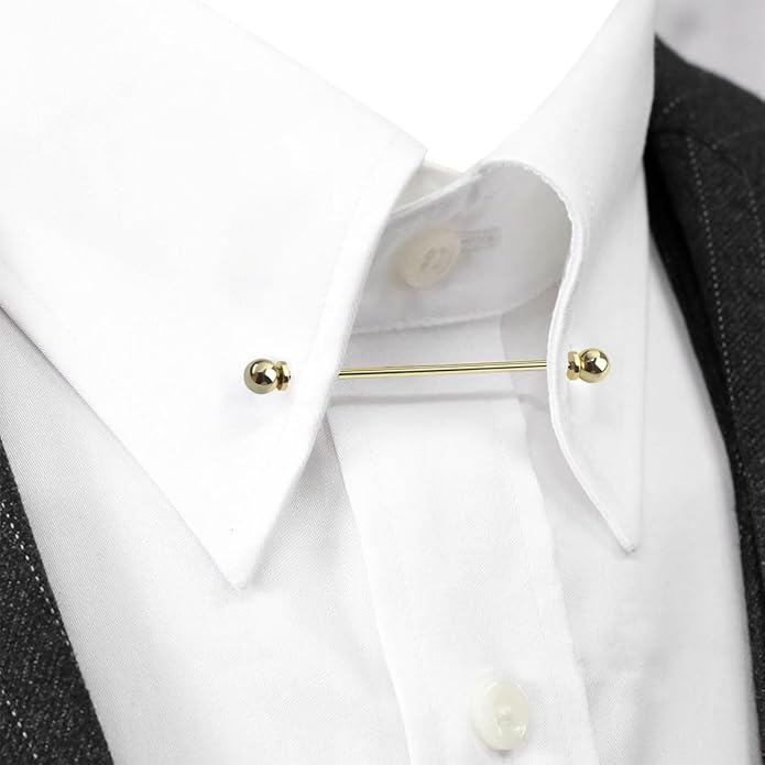 Classic 4-Piece Set Solid Brass Collar Bar for Men Multi-Style Metal Anti-Curl Shirt Collar Stays Tie Pins