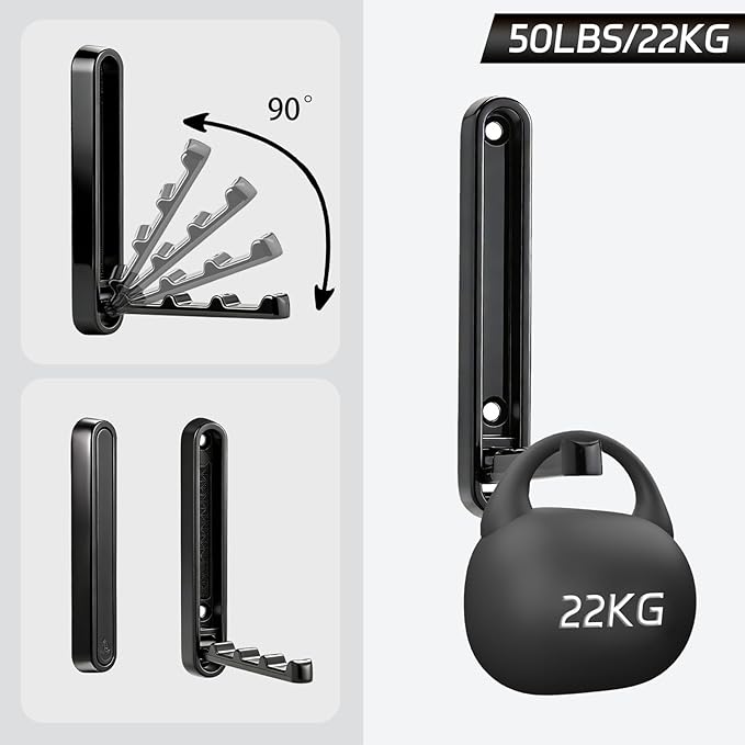 2 Pcs Folding Coat Hooks, 4.33 in Extended Foldable Black Wall Hooks Heavy Duty Valet RV Hooks Bathroom Towel Hooks Robe Hooks Wall Mounted for Hanging Towels Clothes Coat Hat Bags