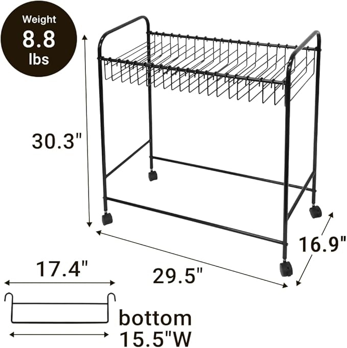 Japard Pants Organizer Rack Trolley with 24 Double Hangers Rolling Trouser Metal Rack, Space Saving Closet - 48 Storage Pants Jeans Scarf (White - 24 Hangers)