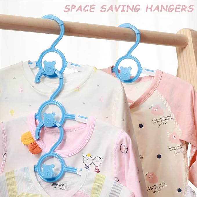 Baby Hangers for Nursery Closet 80 Pack Plastic Kids Clothes Hanger Space Saving Non Slip Extendable Toddler 11-14” Adjustable Hangers Heavy Duty Clothing Infant Hanger Bulk, Blue