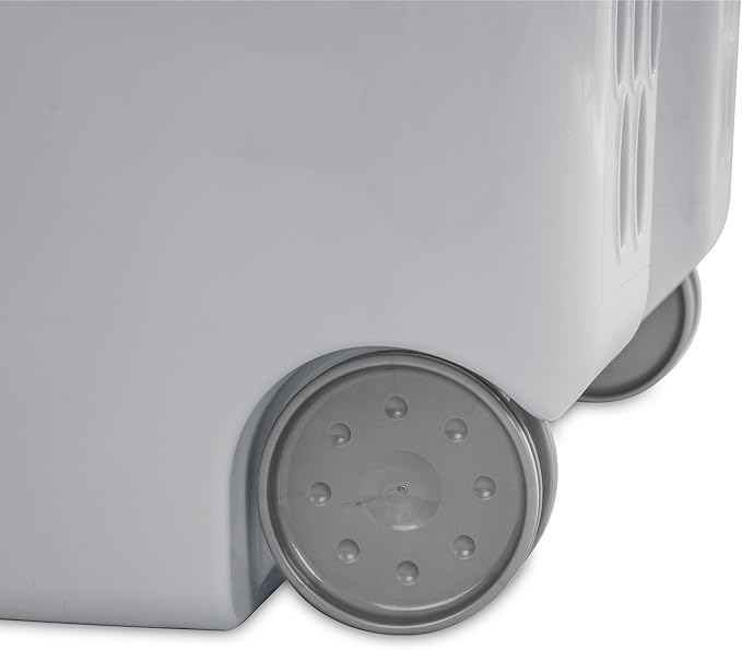 Gray Laundry Basket with Rolling Wheels,Extra Large Huvy-duty Plastic Laundry Hamper with Lid & Retractable Handle suitable Families, Dormitories, Laundry Rooms