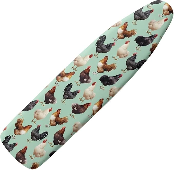 Rooster Ironing Board Cover Heat Reflective Stain Resistant Ironing Board Covers with Padding Standard Size 15x54 inch Iron Accessories with Elastic Edge