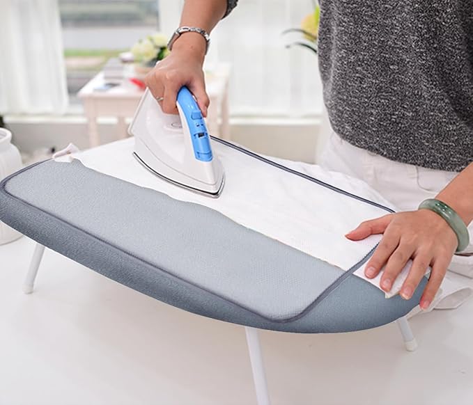 SheeChung 12.5"x32" Small Table Top Ironing Board Cover and Pad,Fits Mini Ironing Board,Extra Thick Padding,Elastic Cord&Fasteners,Heat Resistance(Ironing Board Not Included)