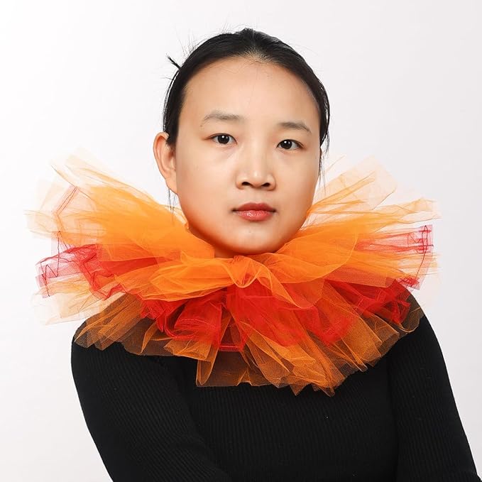 BLESSUME Victorian Retro Mesh Neck Ruff Ruffle Collar Layered Clown Neck Collar