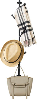 MyGift Wall Mounted Matte Black Metal 6-Hook Entryway Coat Hanger and Hat Tree Rack