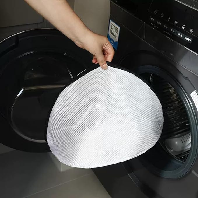 2Pcs Mesh Laundry Shoe Bag for Washing Machine, White with Black Trim, Protective Wash Bag (2, Large)