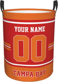 Custom Tampa Bay Laundry Hamper Personalized Laundry Basket Customized Name And Number Collapsible Storage Basket for Bedroom Bathroom Living Room Gifts