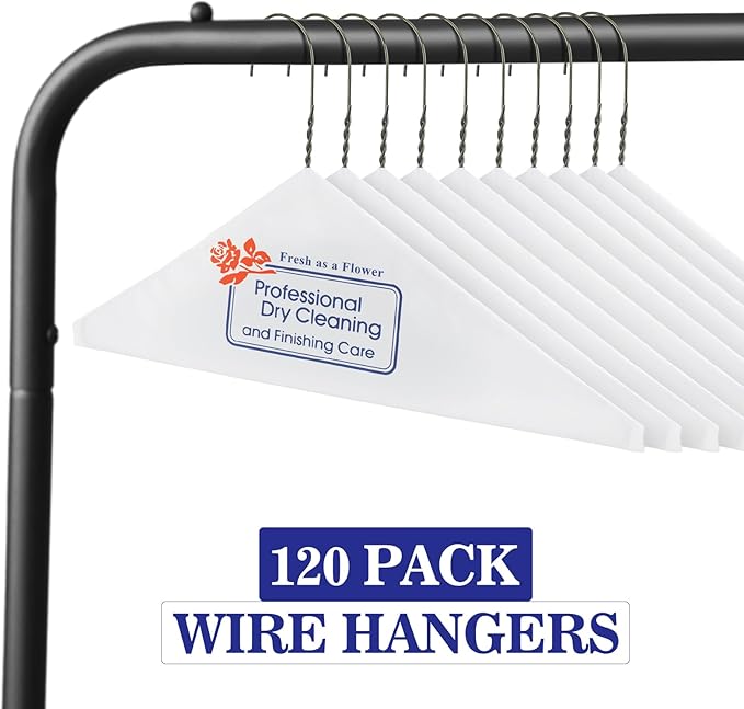 120 Pcs Wire Hangers Bulk 16" Dry Cleaner Hangers for Clothes Caped Clothing Pants (Gold,Rose)