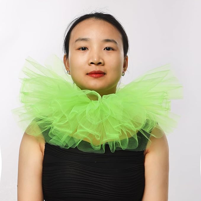BLESSUME Victorian Retro Mesh Neck Ruff Ruffle Collar Layered Clown Neck Collar