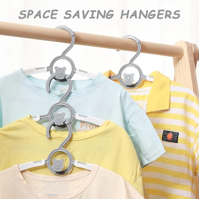 Baby Hangers for Nursery Closet 40 Pack Plastic Kids Clothes Hanger Space Saving Non Slip Extendable Toddler 11-14” Adjustable Hangers Heavy Duty Clothing Infant Hanger Bulk, Grey