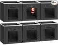 Cube Storage Bins - Fabric Shelves for Closet Organization, Foldable Storage Bins for Clothes, Decorative Storage Baskets with Window for Home, Set of 6, Black