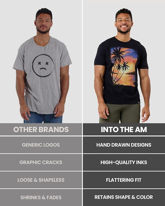 INTO THE AM Graphic Tees for Men S - 4XL Premium Short Sleeve Colorful T-Shirts Trippy Space Designs
