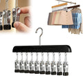 Closet Organizer with 10 Clips, Legging Organizer for Closet, Leggings, Jeans, Hats, Shorts, Socks, 360° Rotating Space Saving Hanging Clothes (Black 10 Clips, 1Pcs)