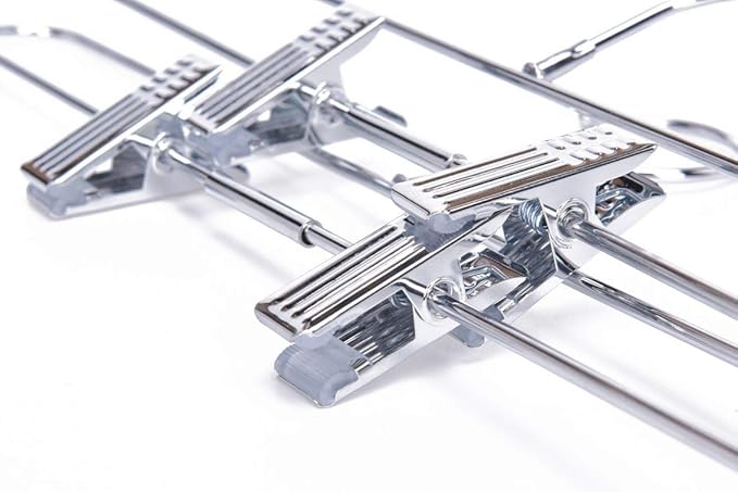 Quality Chrome Pant & Skirt Hanger Set - 10-Pack with 360-Degree Swivel Hooks - Durable, Anti-Rust Hangers for Clothes, Jeans, Slacks & Trousers