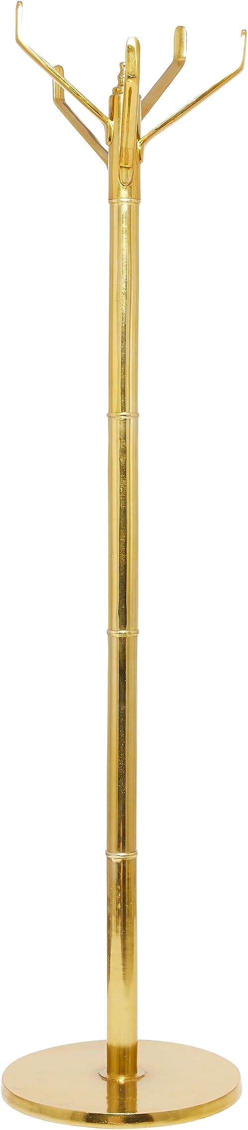 Deco 79 Aluminum Metal 4 Hook Coat Rack, 15" x 15" x 69", Gold