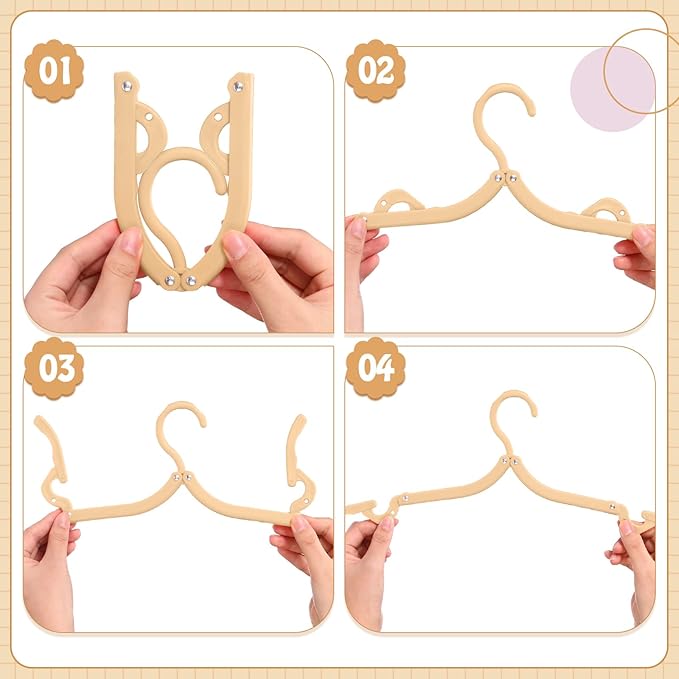 12 Pcs Travel Hangers Cruise Ship Essentials Foldable Portable Plastic Vacation Hangers Non Slip Clothes Drying Rack Travel Accessories for Dormitory School Hotel Laundry (Stylish Color)