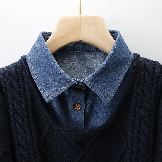 Denim Detachable Collar Faux Dickey Half Shirt Blouse False Decorative Choker