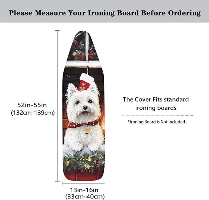Cute Dog Ironing Board Cover, Cover for Standard Size Iron Boards Replanement with Padding, Heavy Duty Padded, Christmas Decor