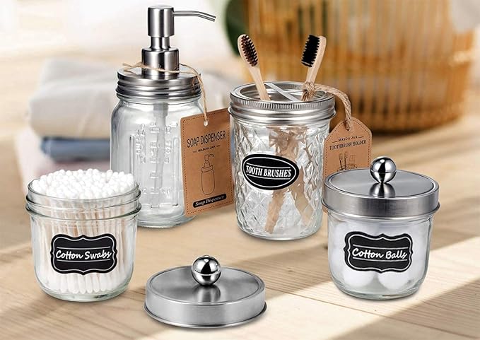 Amolliar Mason Jar Liquid Soap Dispenser Lid, Rustproof Stainless Steel, Cute Farmhouse Decor for Kitchen, Bathroom, Refill Liquid Soap Pump for Hand Soap, Dish Soap, Lotion Soap, Brushed Nickel 2Pack