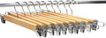10-Pack Natural Finish Wooden Pant Skirt Hangers with 2-Adjustable Anti-Rust Clips