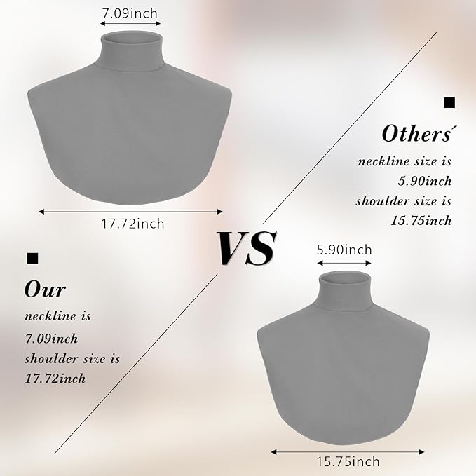 Turtleneck Dickey Extra Large Fake Collar Detachable Dickey Collar Half Mock Turtleneck for Men Women