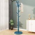 Wooden Tree Coat Rack Stand, 10 Hooks, 3 Adjustable Sizes Free Standing Coat Rack, Hallway/Entryway Coat Hanger Stand for Clothes, Suits, Accessories, Easy Assembly (Color : /Blue, Size : B)